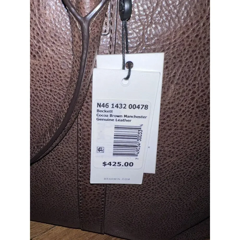 Brahmin Beckett cocoa brown Manchester genuine leather men laptop bag B000514